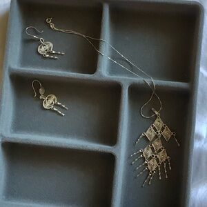 Handmade from Portugal necklace and earrings set. Sterling silver.